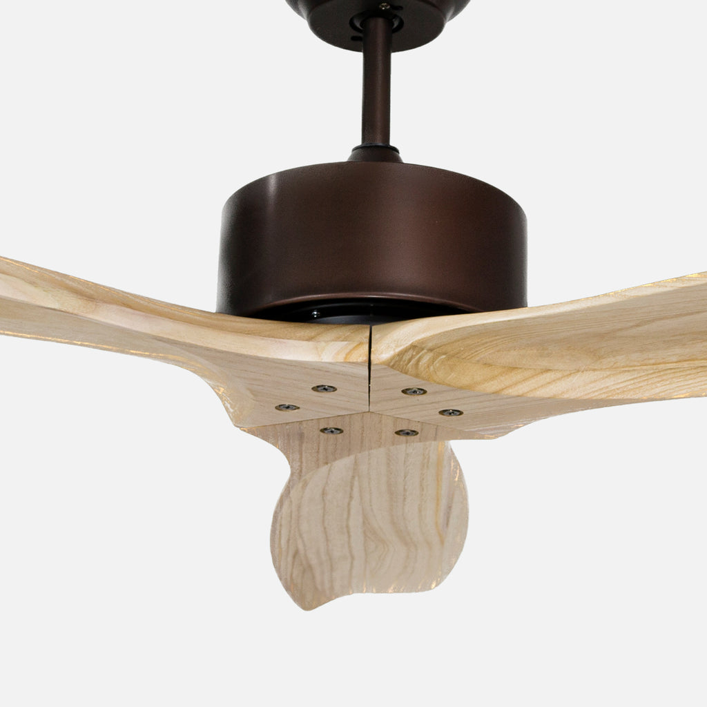 Hardwood Black Motor Brown Blade Unlit Remote Controlled 132cm Ceiling Fan