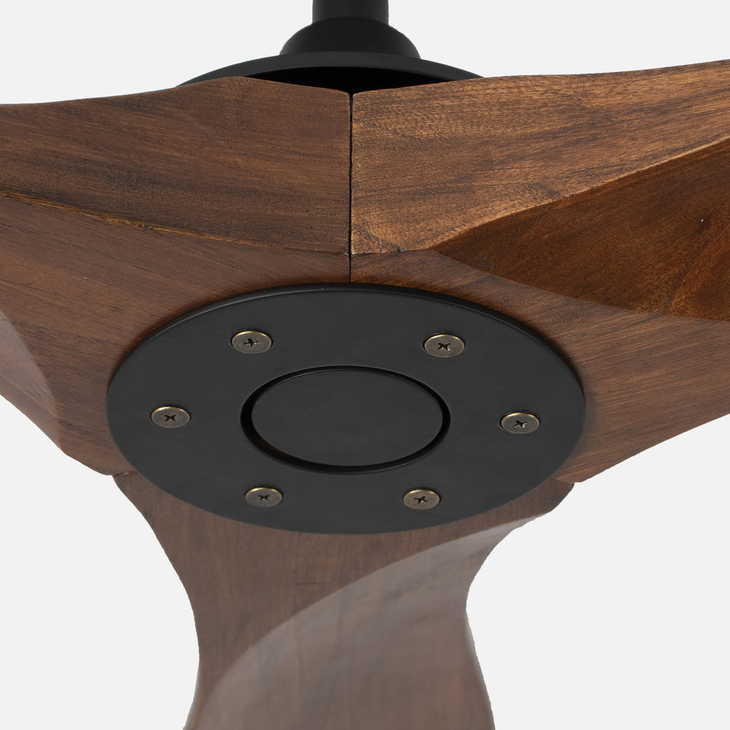 Sherwood Black Motor Brown Blade Unlit Remote Controlled 132cm Ceiling Fan