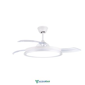 Saklıbahçe Beyaz Motorlu Şeffaf Kanatlı Aydınlatmalı Uzaktan Kumandalı 107cm Tavan Vantilatörü