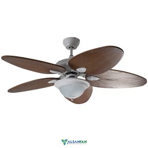 Galata Beyaz Motorlu Kahverengi Kanatlı Aydınlatmalı  132cm Tavan Vantilatörü