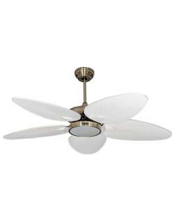 Galata Pirinç Motorlu Beyaz Kanatlı V2 Aydınlatmalı Uzaktan Kumandalı 132cm Tavan Vantilatörü