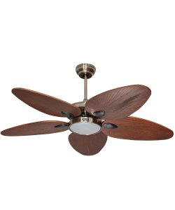 Galata Pirinç Motorlu Koyu Kahverengi Kanatlı V2 Aydınlatmalı Uzaktan Kumandalı 132cm Tavan Vantilatörü