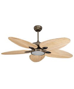 Galata Pirinç Motorlu Kremrengi Kanatlı V2 Aydınlatmalı Uzaktan Kumandalı 132cm Tavan Vantilatörü