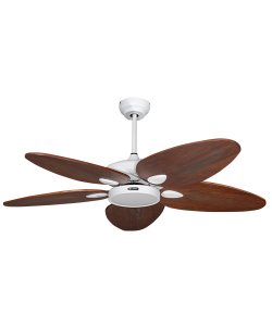 Galata Beyaz Motorlu Koyu Kahverengi Kanatlı V2 Aydınlatmalı Uzaktan Kumandalı 132cm Tavan Vantilatörü