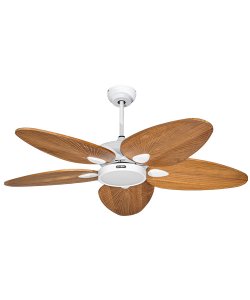 Galata Beyaz Motorlu Kahverengi Kanatlı V2 Aydınlatmalı Uzaktan Kumandalı 132cm Tavan Vantilatörü